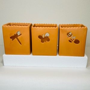 HALLMARK TERRA COTTA TEA LIGHT HOLDERS SET OF THREE